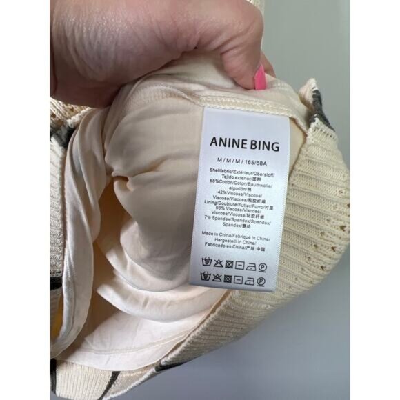 NWT Anine Bing Lanie Mini Dress Women's Ivory and Army Green Stripe Size: Medium - Picture 8 of 11
